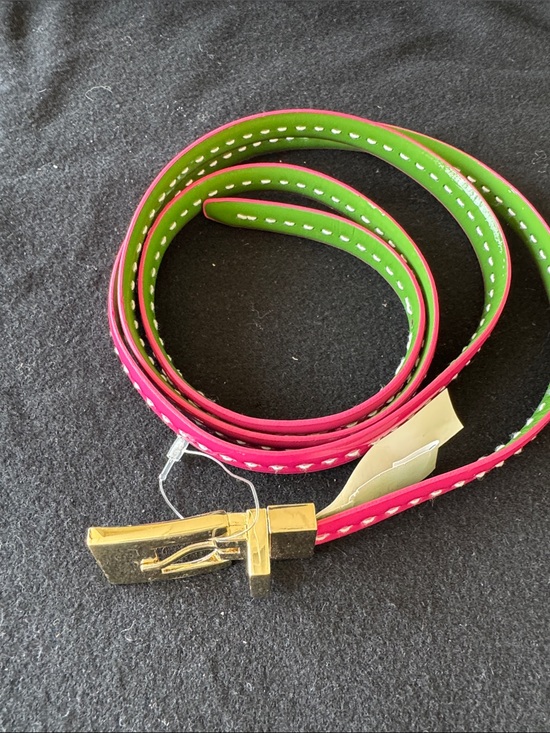 Talbots Accessories - Talbots Reversible Pink and Lime Belt with Gold Buckle